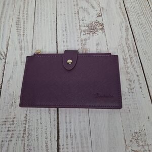 Travelambo Bifold Clutch Wallet Dual Zip Long Credit Card Holder Purple